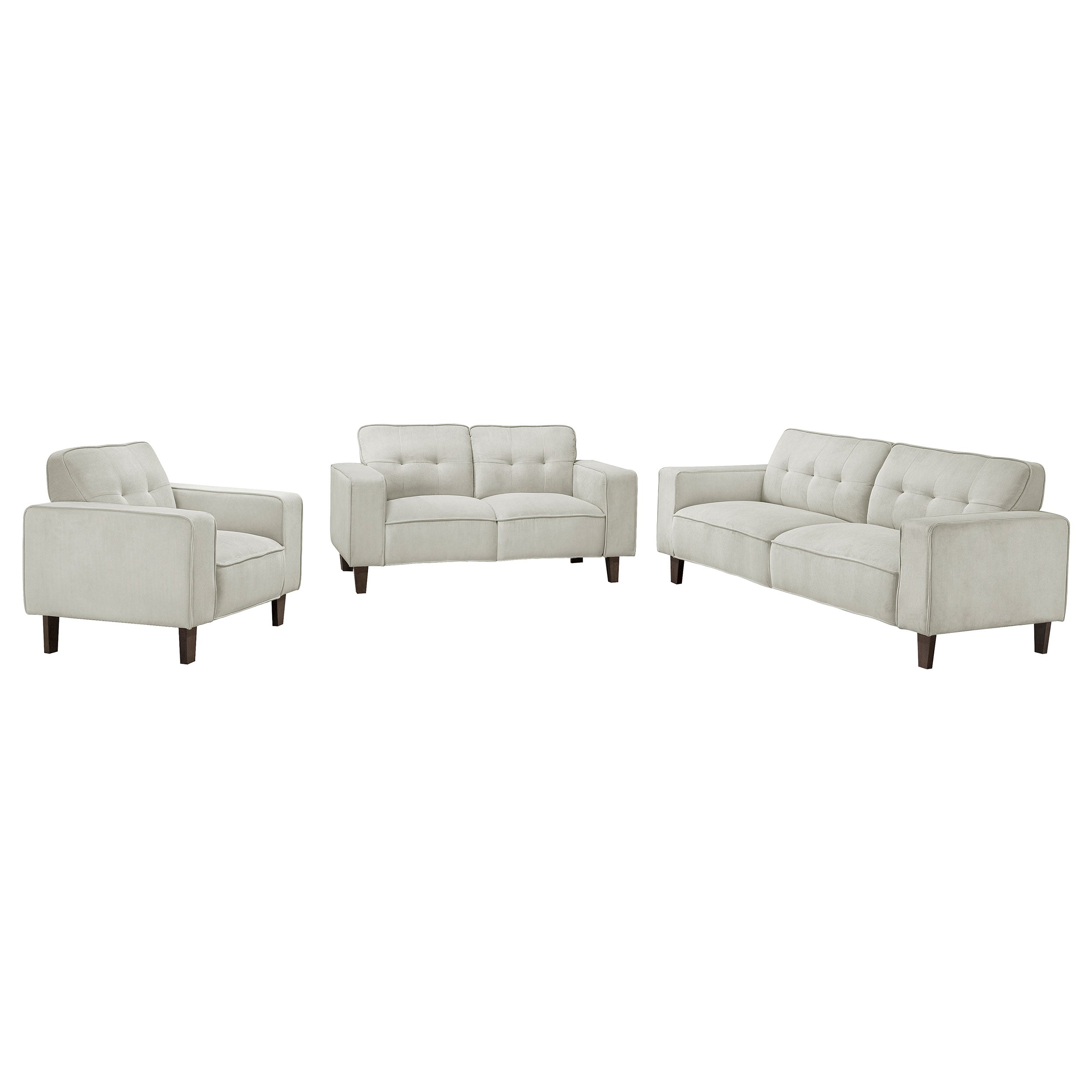 Deerhurst  Upholstered Track Arm Sofa Set Charcoal