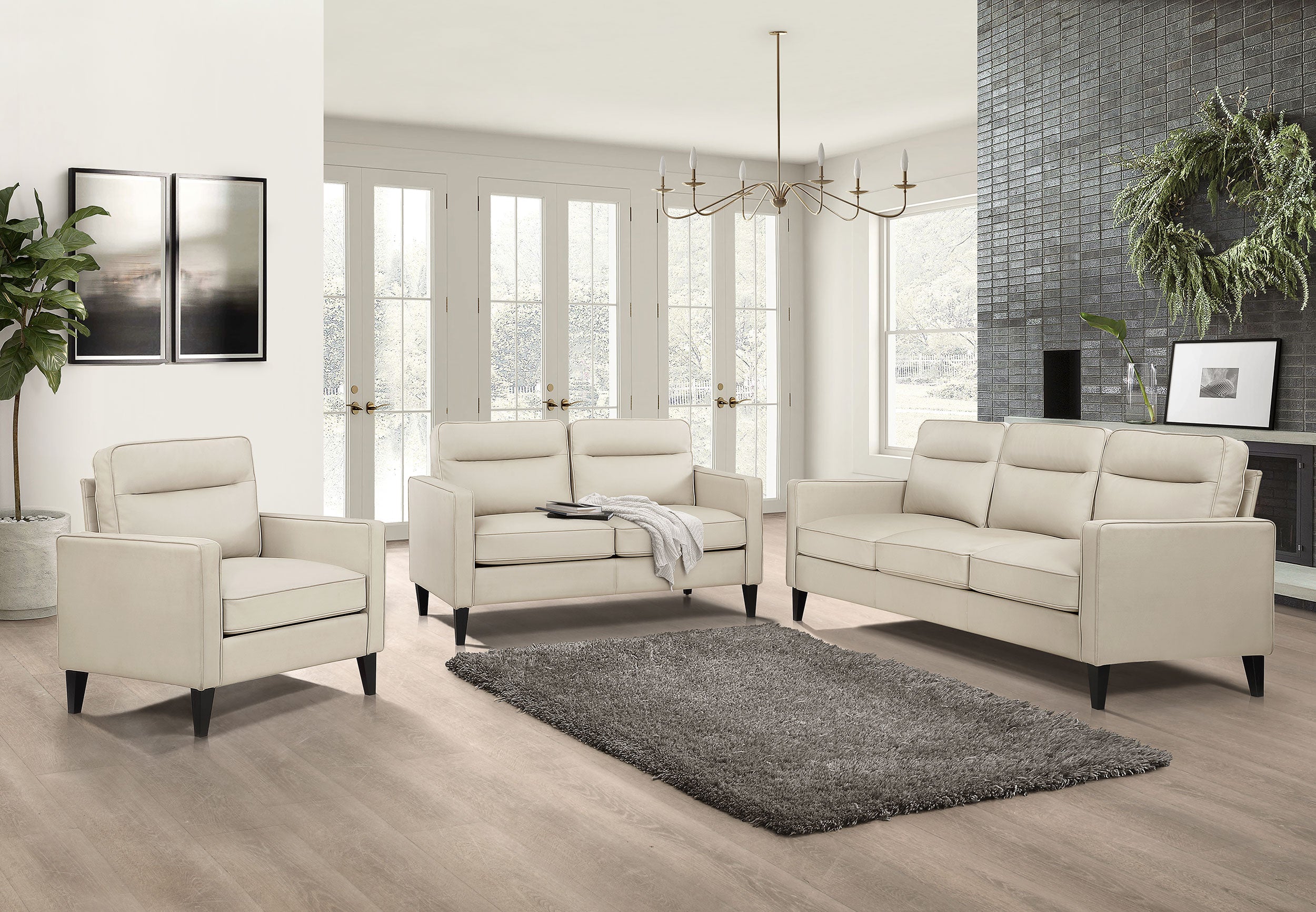 Jonah  Upholstered Track Arm Sofa Set Green