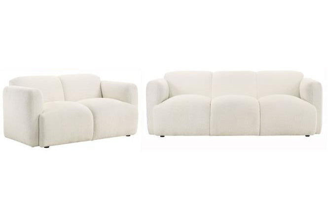 Dorset Round Track Arm Sofa Set (White & Brown)