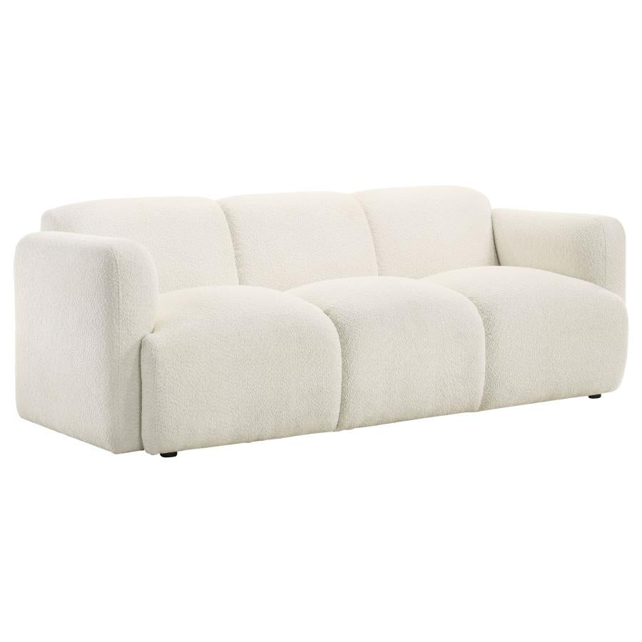 Dorset Round Track Arm Sofa Set (White & Brown)