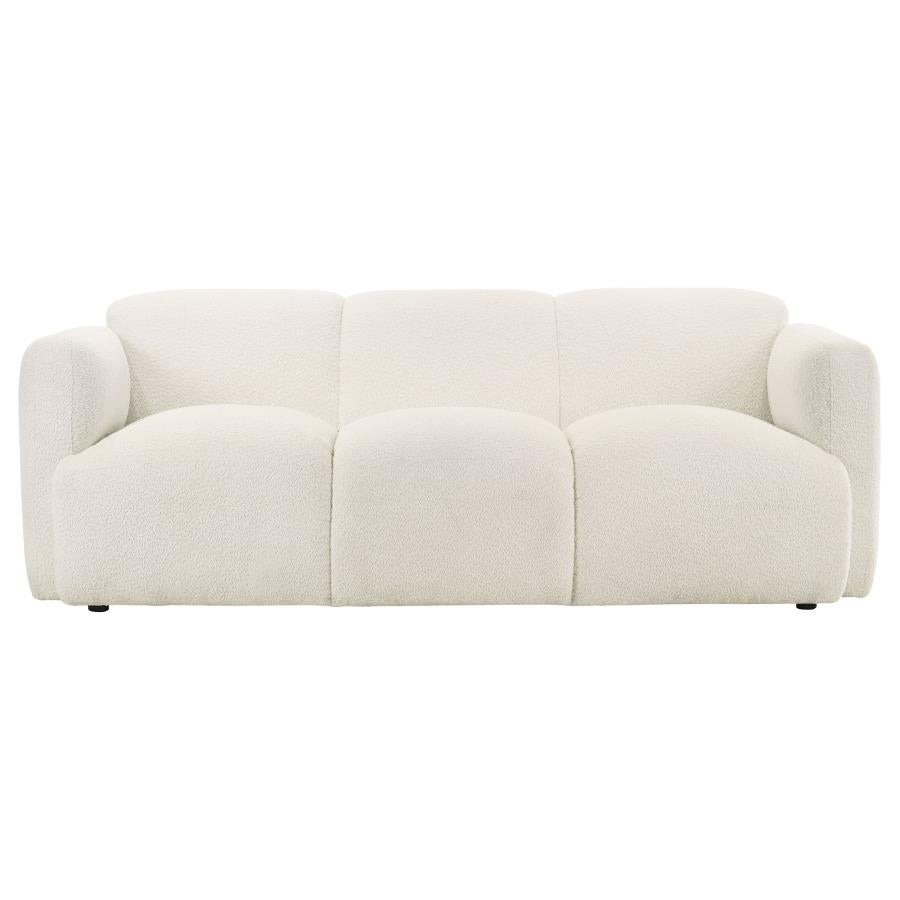 Dorset Round Track Arm Sofa Set (White & Brown)