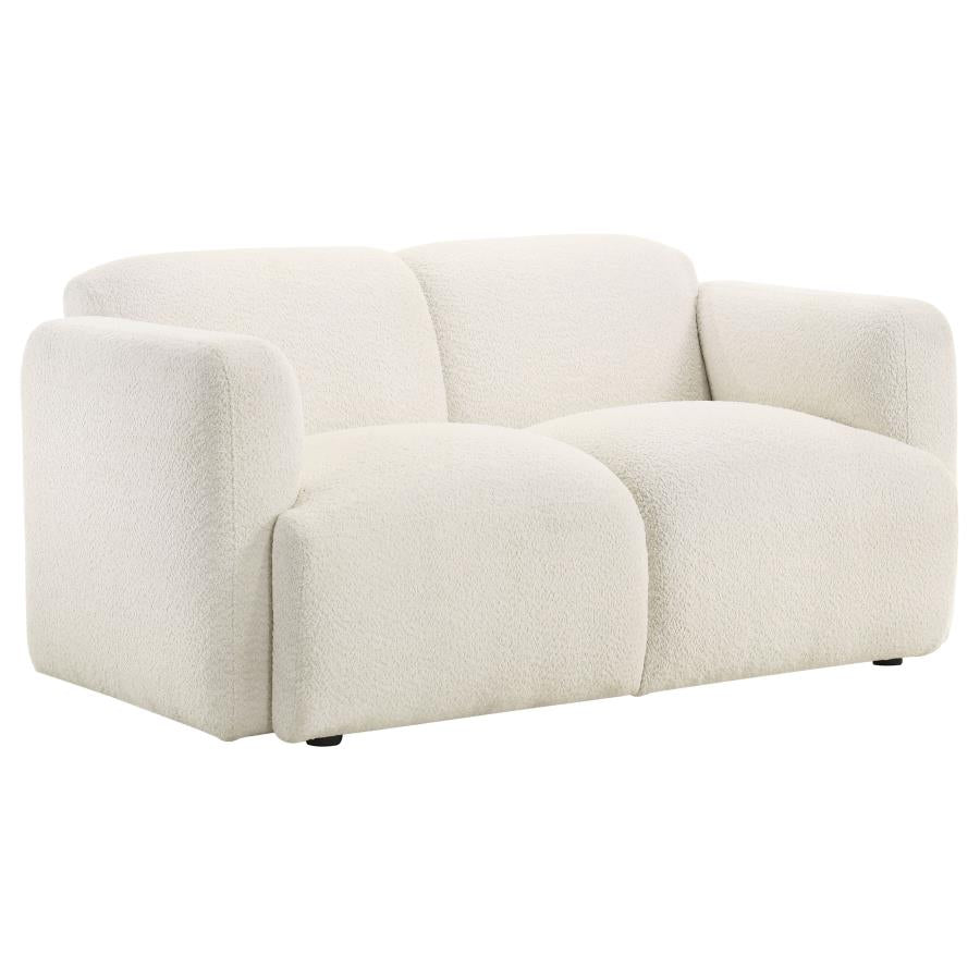 Dorset Round Track Arm Sofa Set (White & Brown)