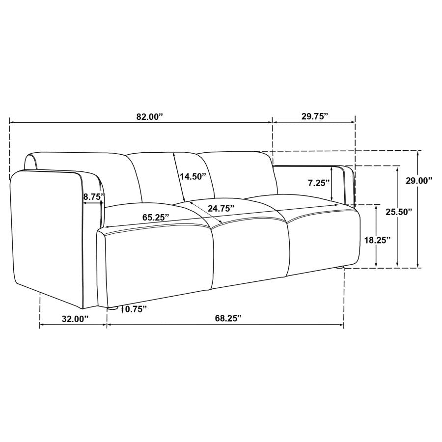 Dorset Round Track Arm Sofa Set (White & Brown)
