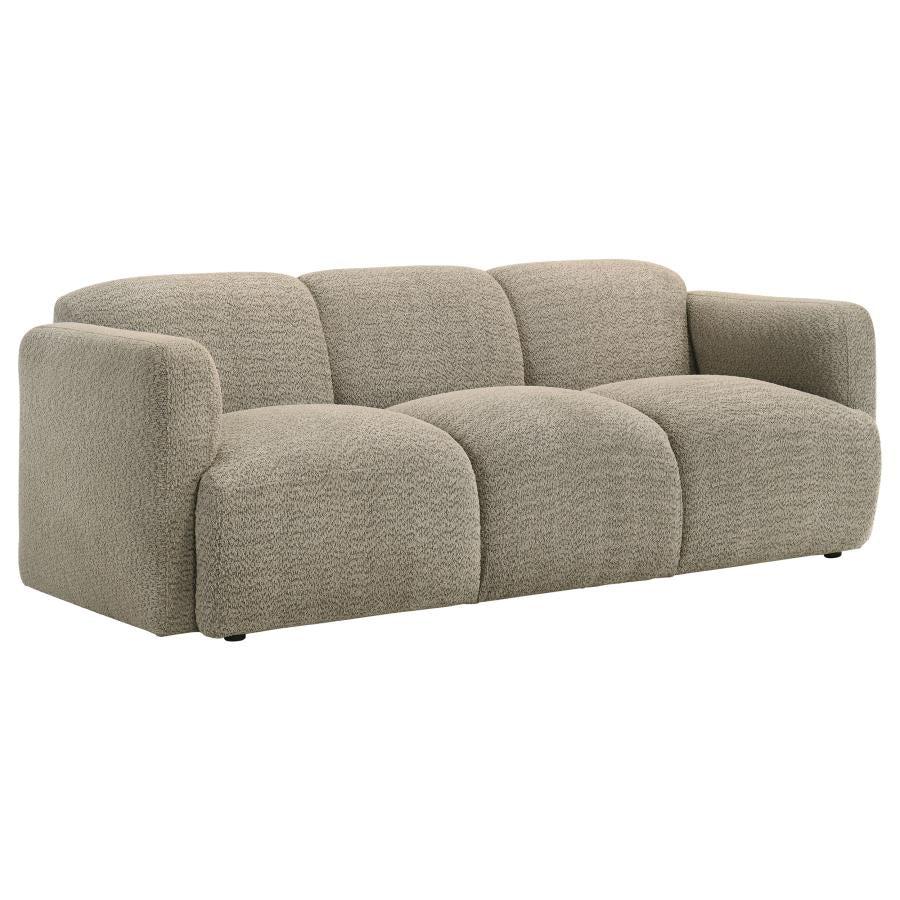 Dorset Round Track Arm Sofa Set (White & Brown)