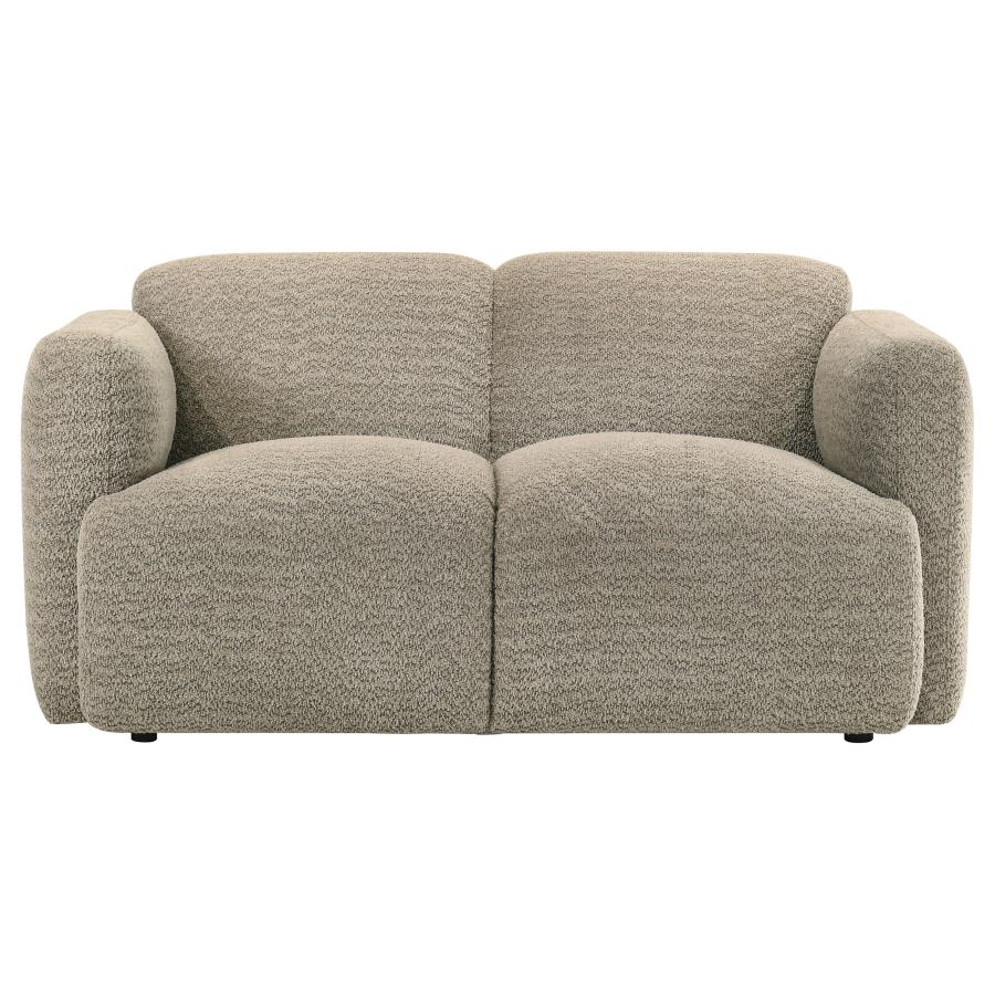 Dorset Round Track Arm Sofa Set (White & Brown)