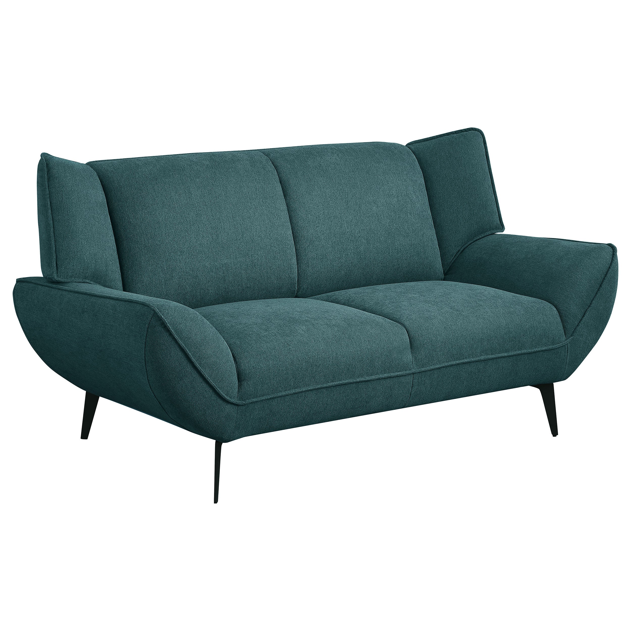 Acton Upholstered Flared Arm Sofa Set Teal Blue