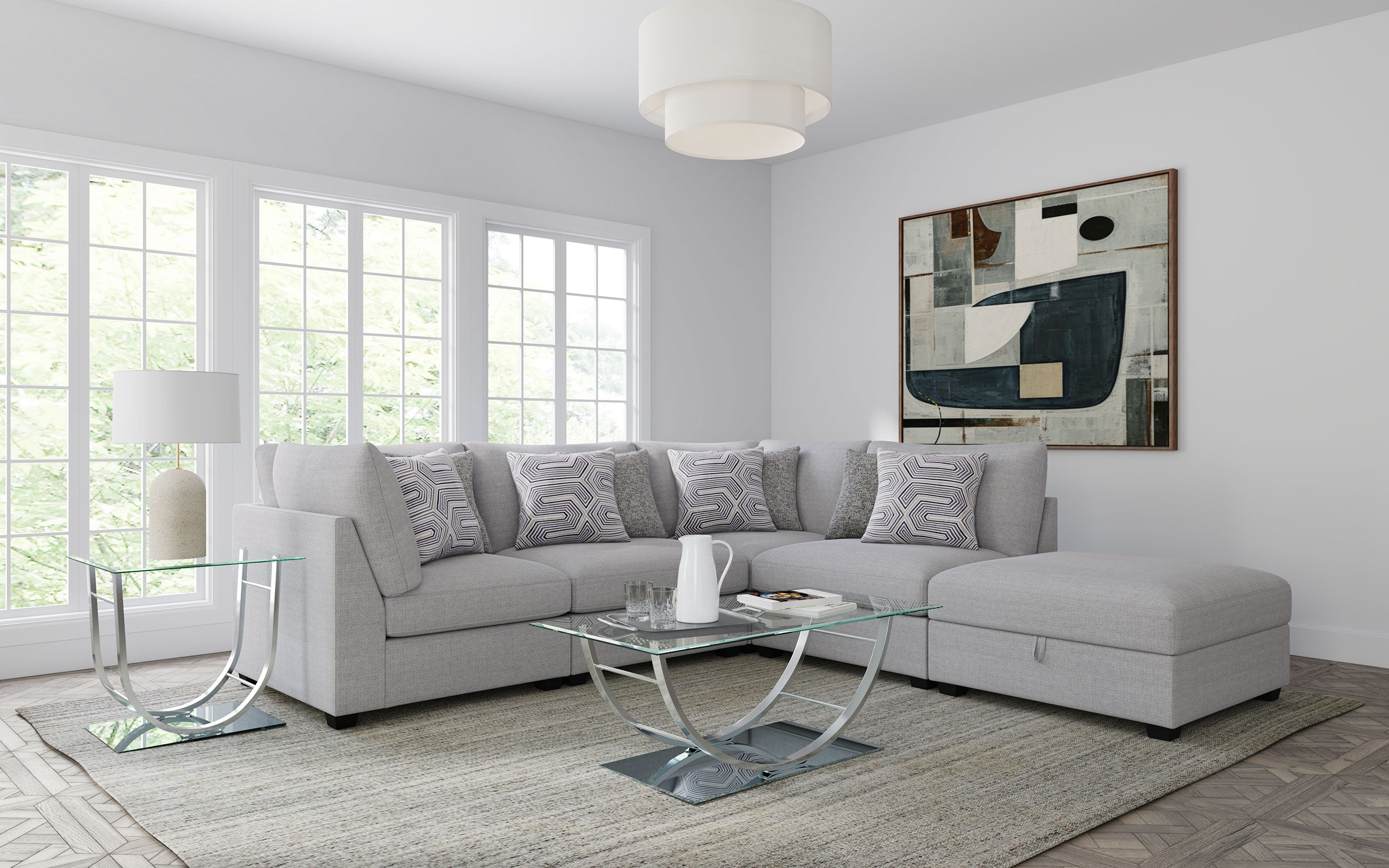 Cambria Modular Sectional Sofa Grey (Customizable)