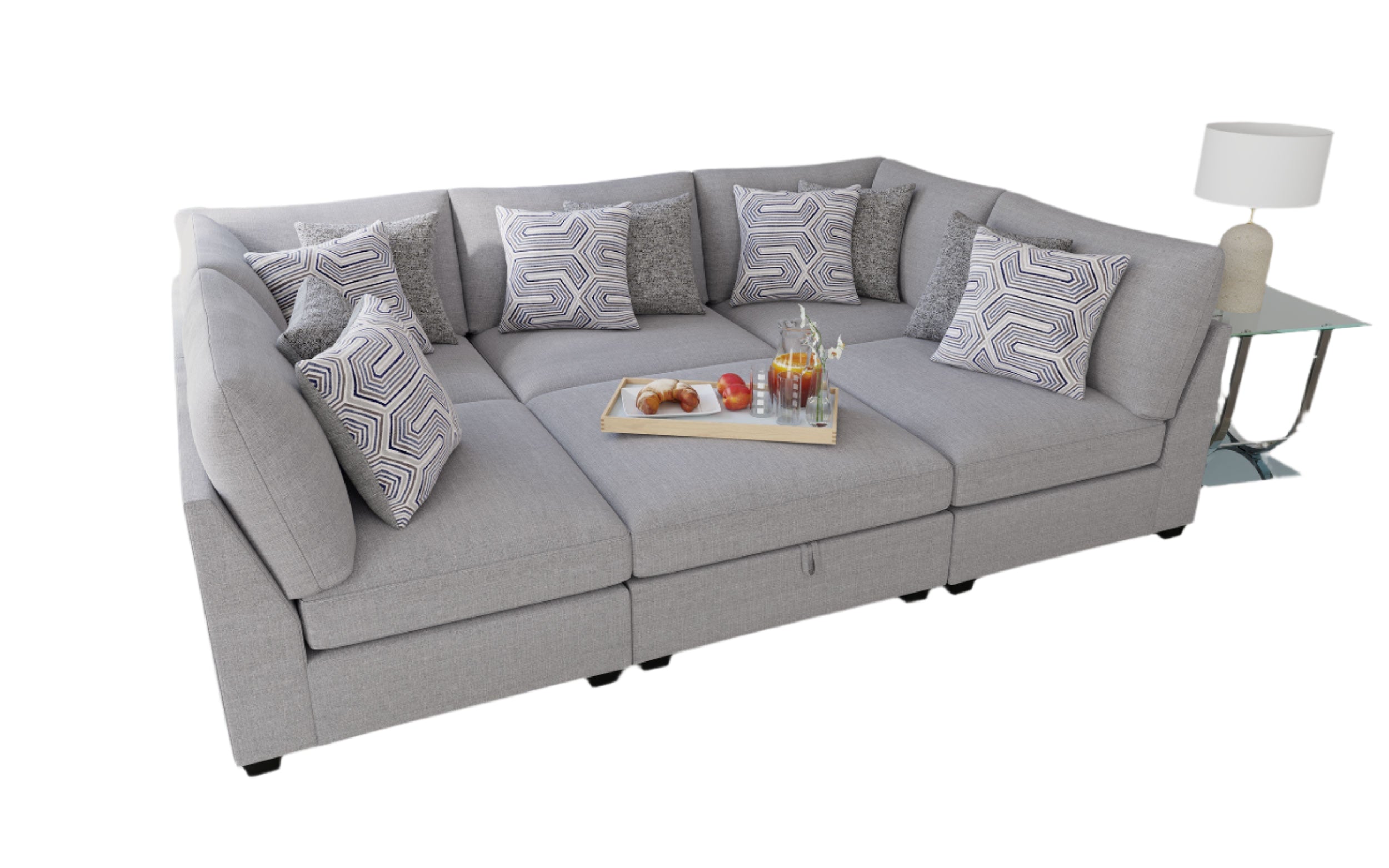Cambria Modular Sectional Sofa Grey (Customizable)