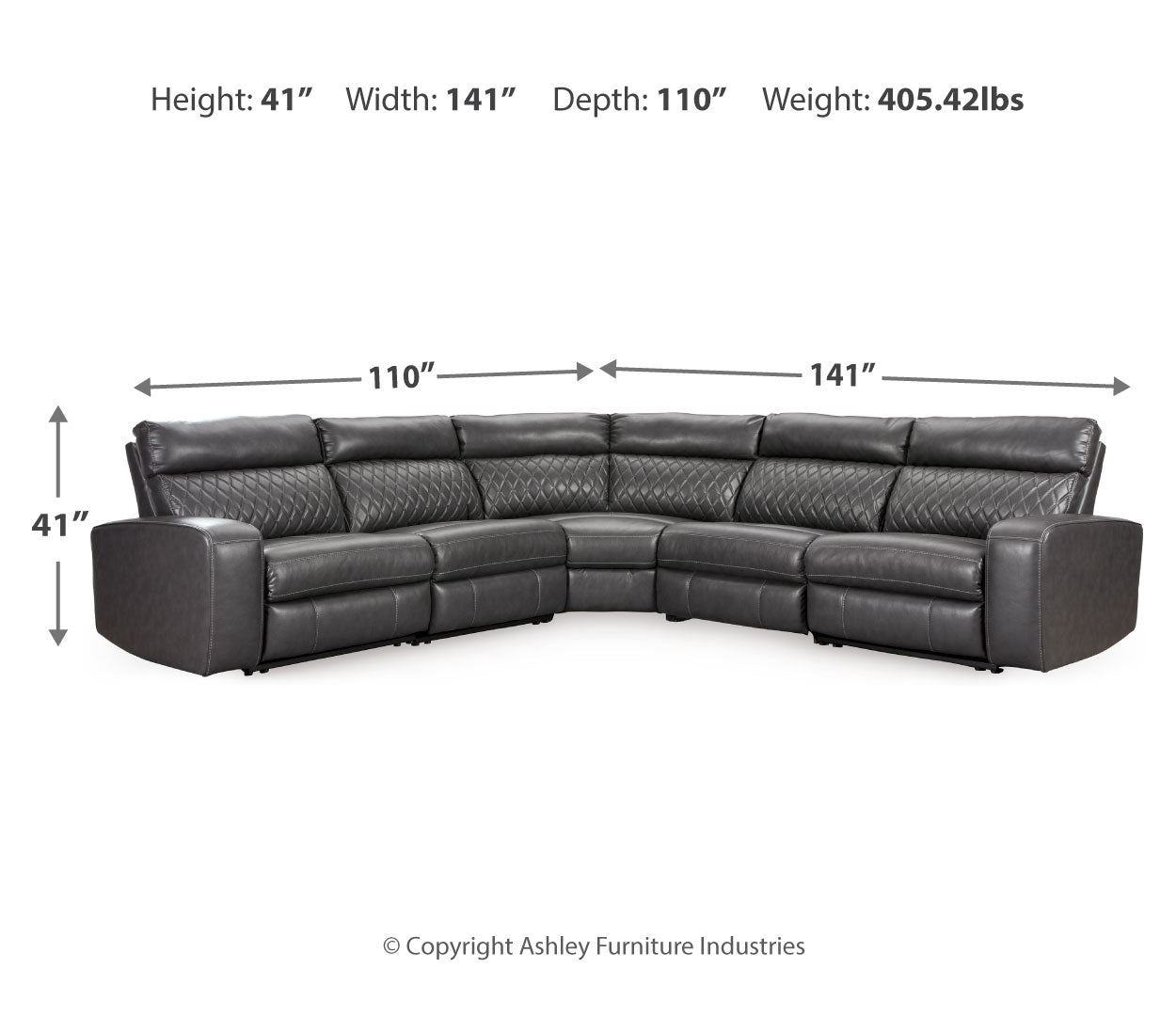 Samperstone 5-Piece Power Reclining Sectional
