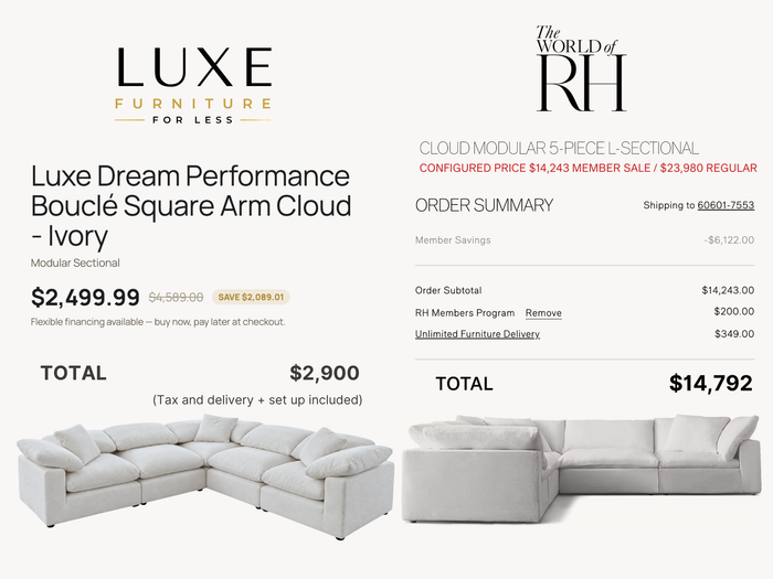 Luxe Dream Performance Bouclé Square Arm Cloud - Ivory