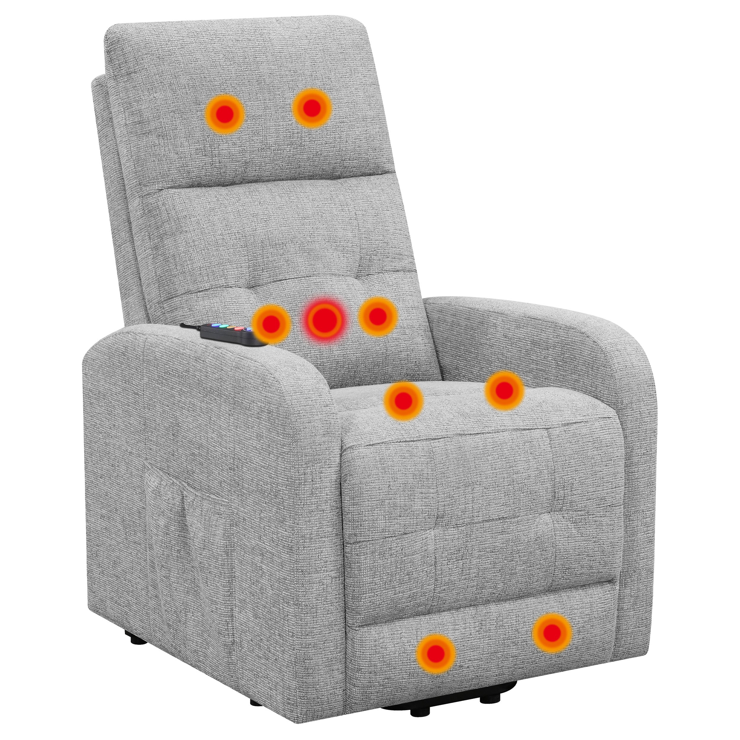 Howie Upholstered Power Lift Massage Chair Charcoal