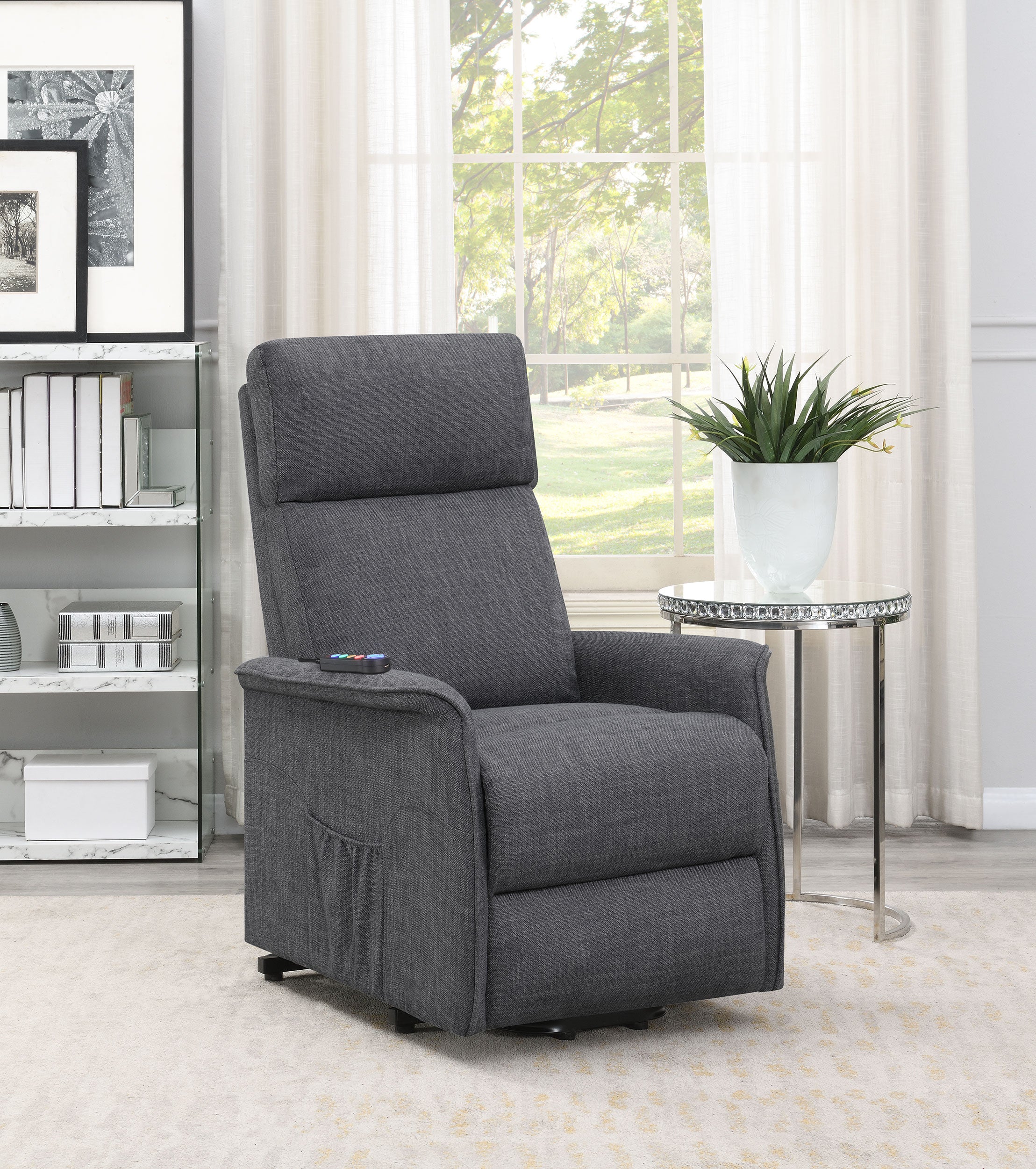 Herrera Upholstered Power Lift Massage Chair Beige