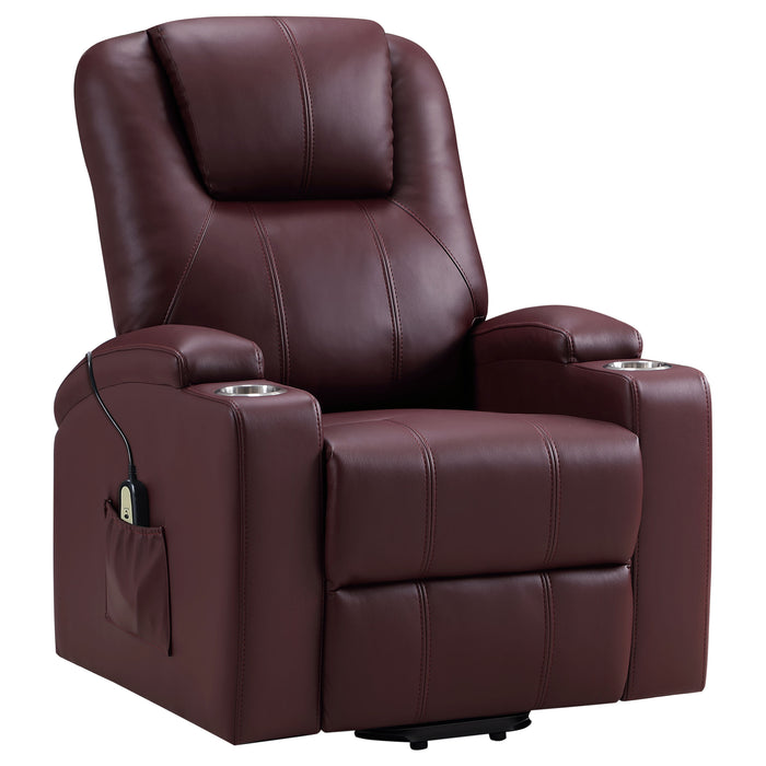 Armstrong Upholstered Power Lift Massage Recliner Black