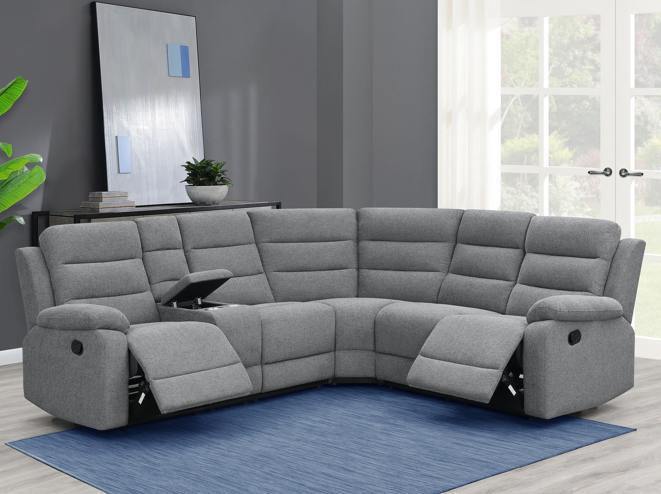 David Upholstered Reclining Sectional Sofa Smoke