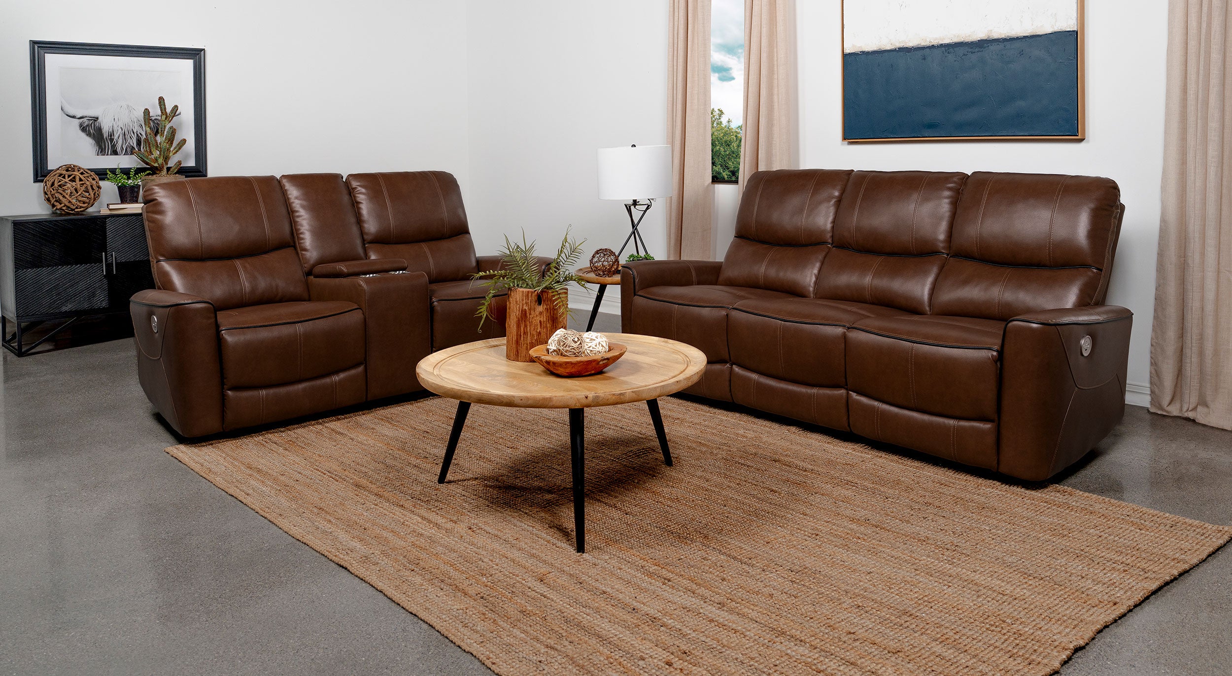 Greenfield  Power Reclining Sofa Set Dove Grey