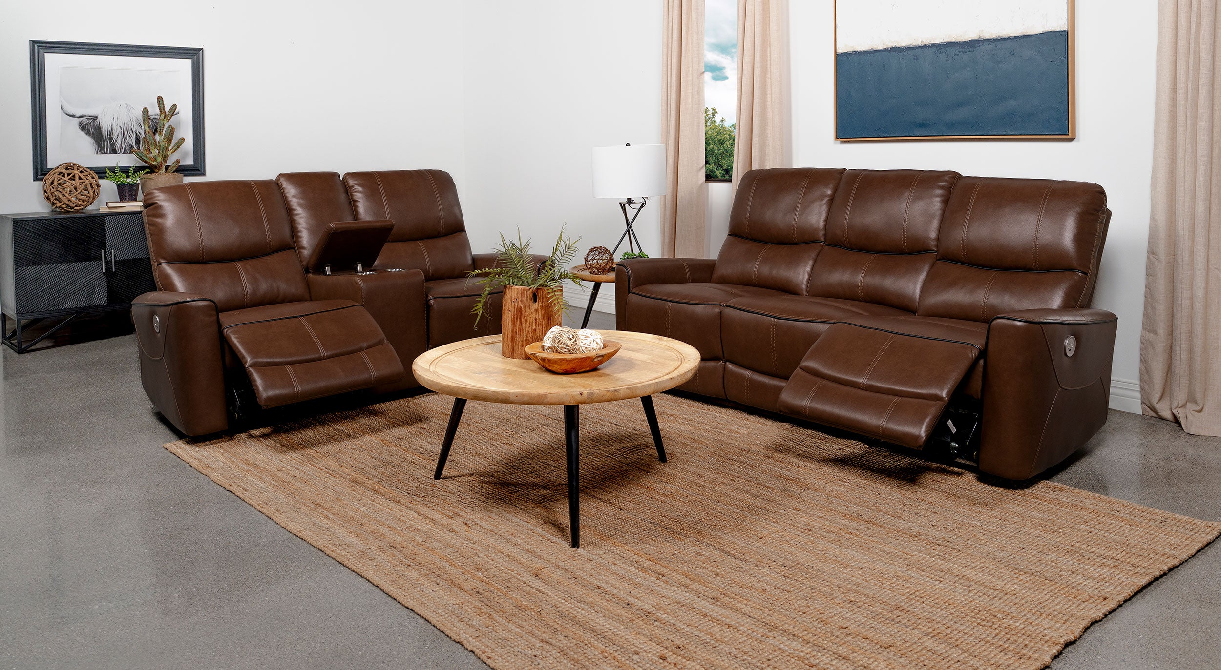 Greenfield  Power Reclining Sofa Set Dove Grey