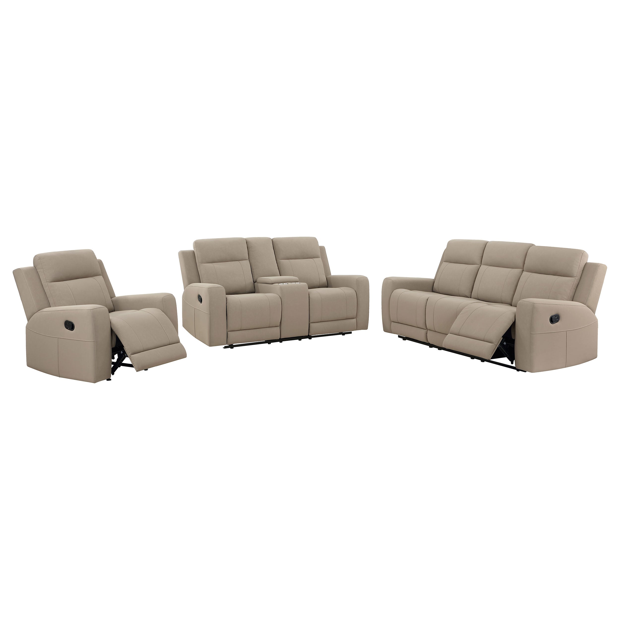 Brentwood  Upholstered Reclining Sofa Set Charcoal/Taupe