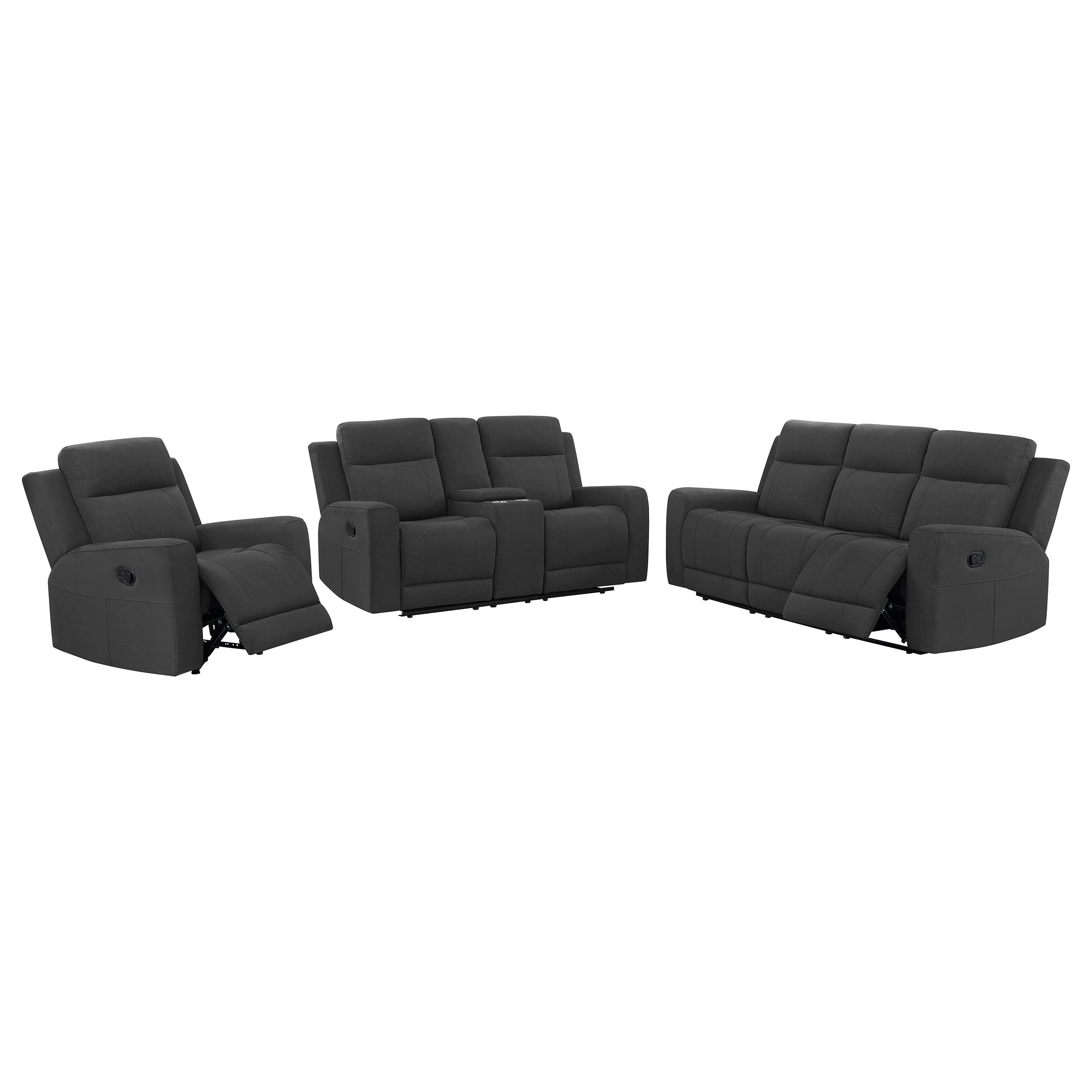Brentwood  Upholstered Reclining Sofa Set Charcoal/Taupe