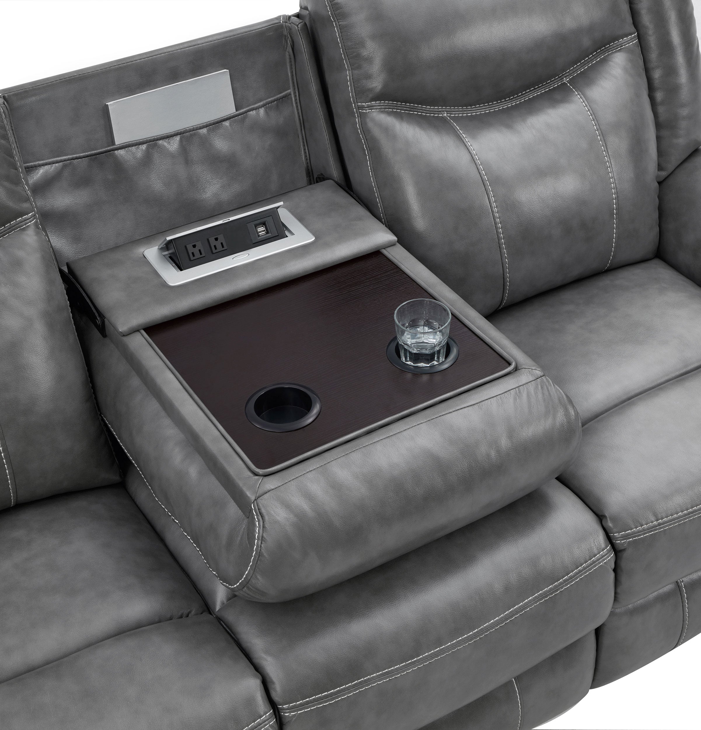 Conrad  Upholstered Padded Arm Motion Sofa Set Grey