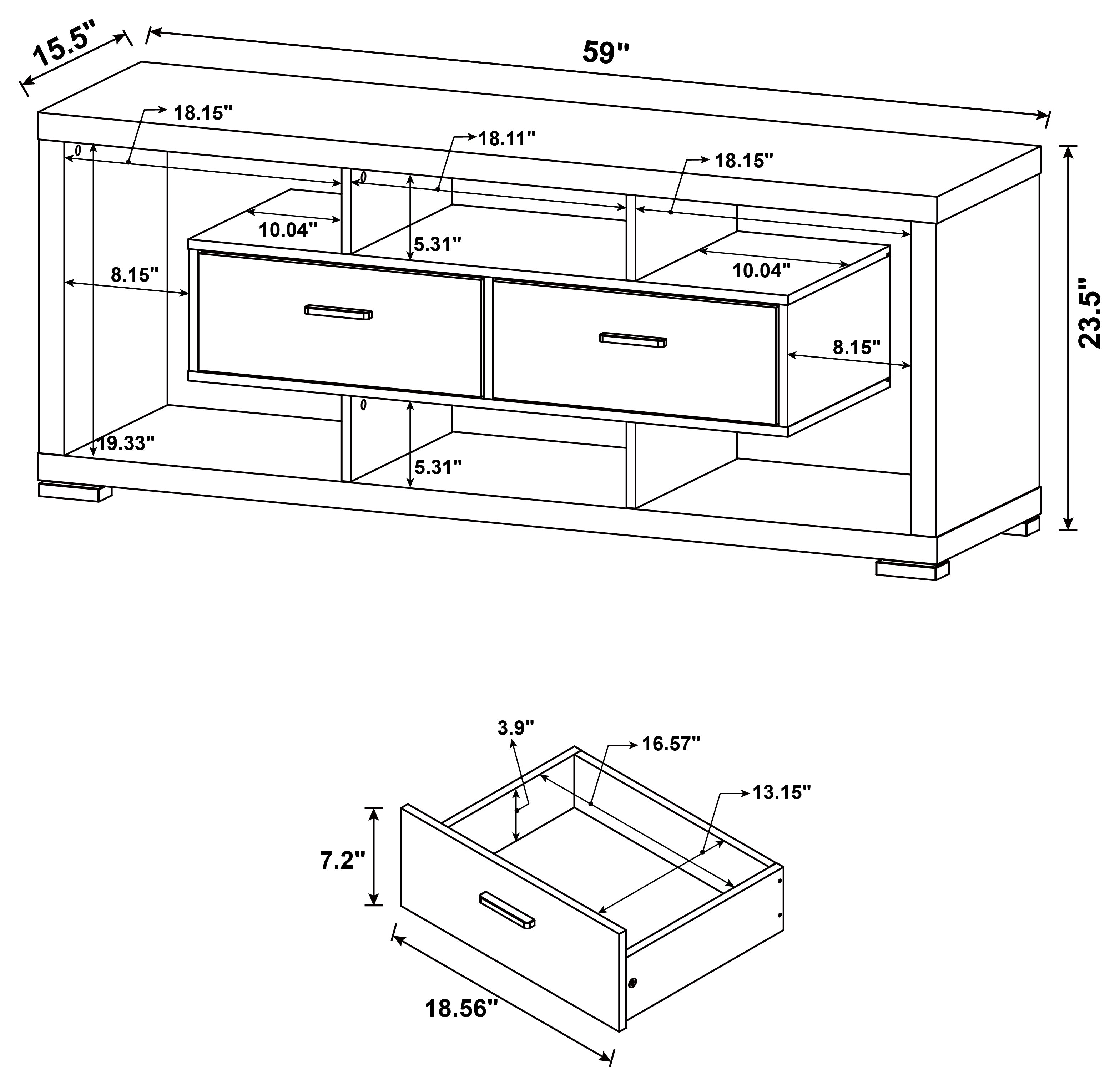 Darien 2-drawer Engineered Wood 59-inch TV Stand Cappuccino