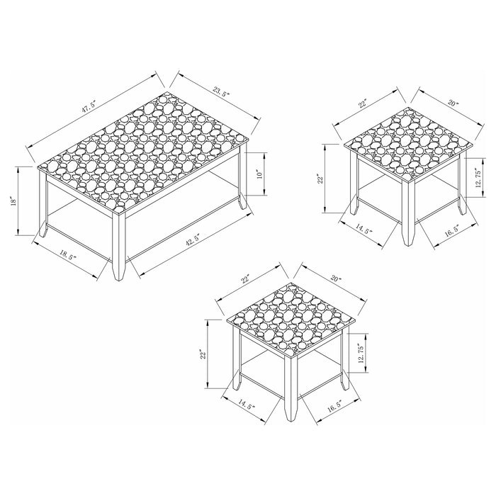 Flores  Faux Marble Top Coffee Table Set Cappuccino