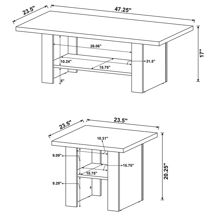 Rodez  Engineered Wood Coffee Table Set Black Oak
