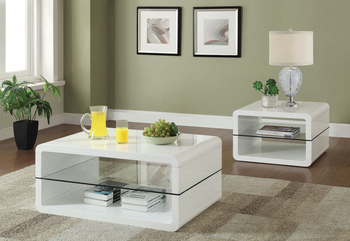 Elana  Coffee and End Table Set White High Gloss