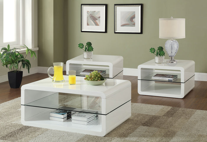 Elana  Coffee and End Table Set White High Gloss