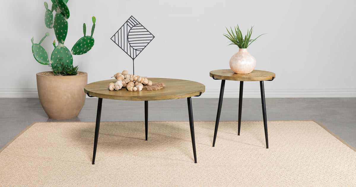 Pilar  Solid Wood Coffee and End Table Set Natural