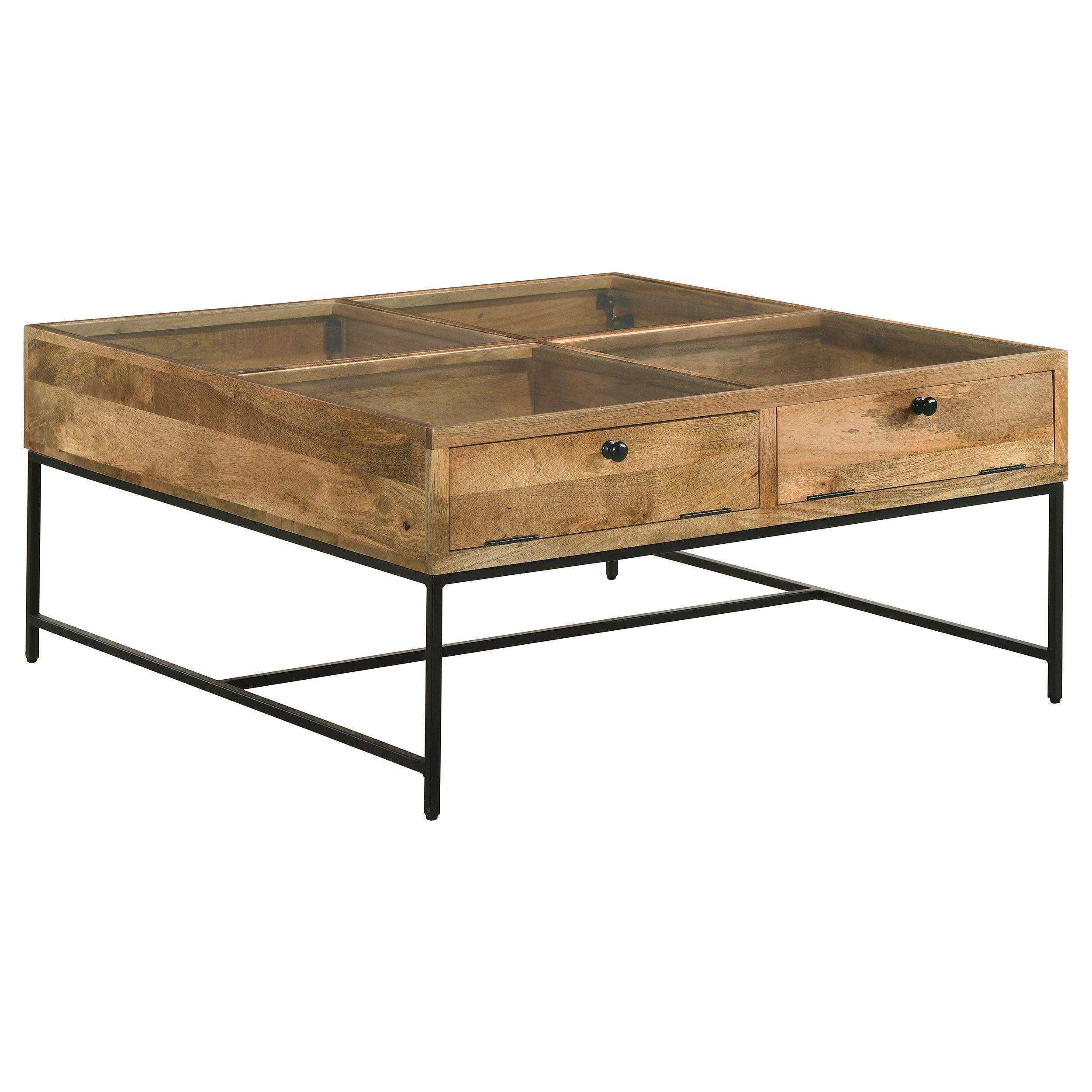 Stephie  Square Coffee and End Table Set Honey Brown