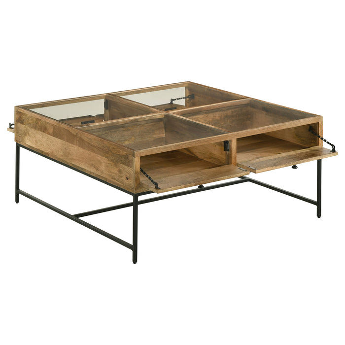 Stephie  Square Coffee and End Table Set Honey Brown