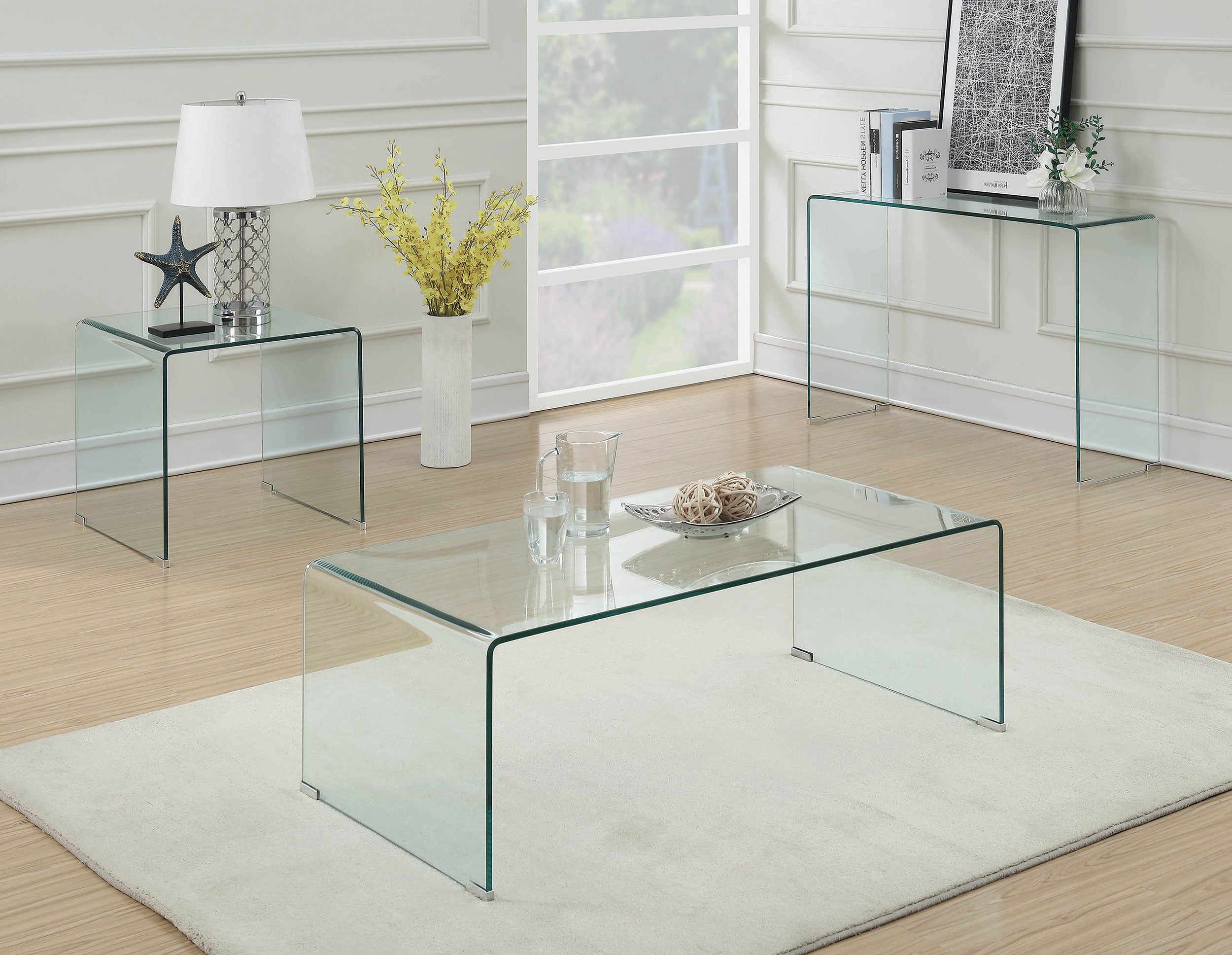 Ripley  Bent Glass Coffee and End Table Set Clear
