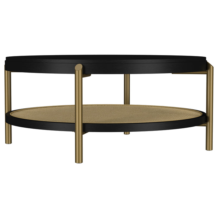 Arini Round Coffee Table With Storage Shelf