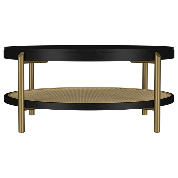 Arini Round Coffee Table With Storage Shelf