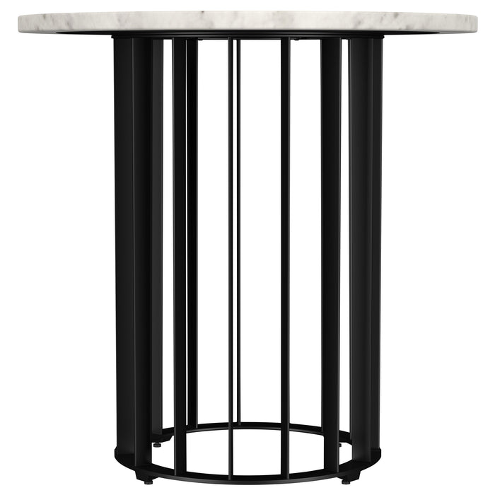 Haven  Round Marble Coffee and End Table Set Black