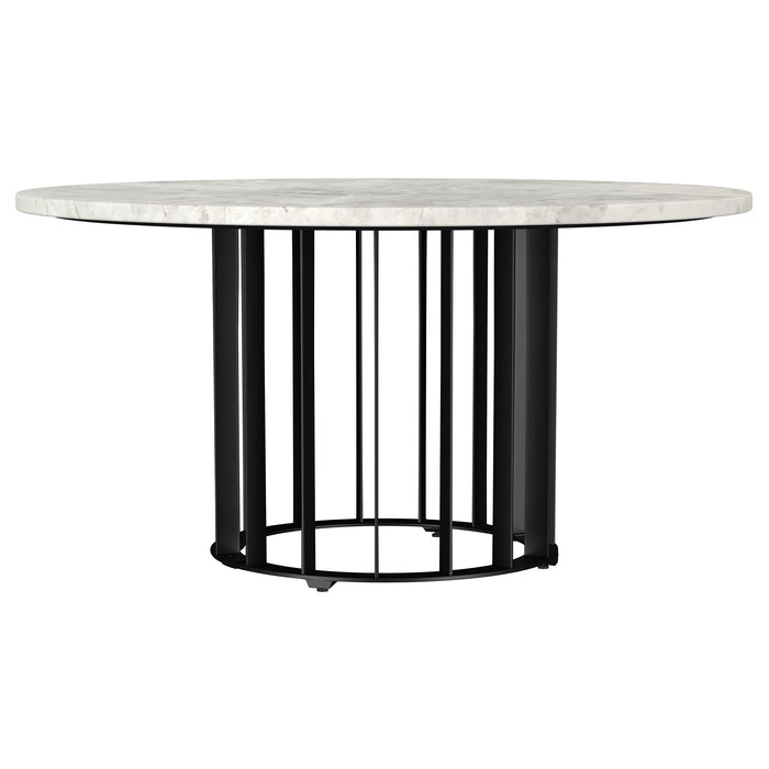 Haven  Round Marble Coffee and End Table Set Black