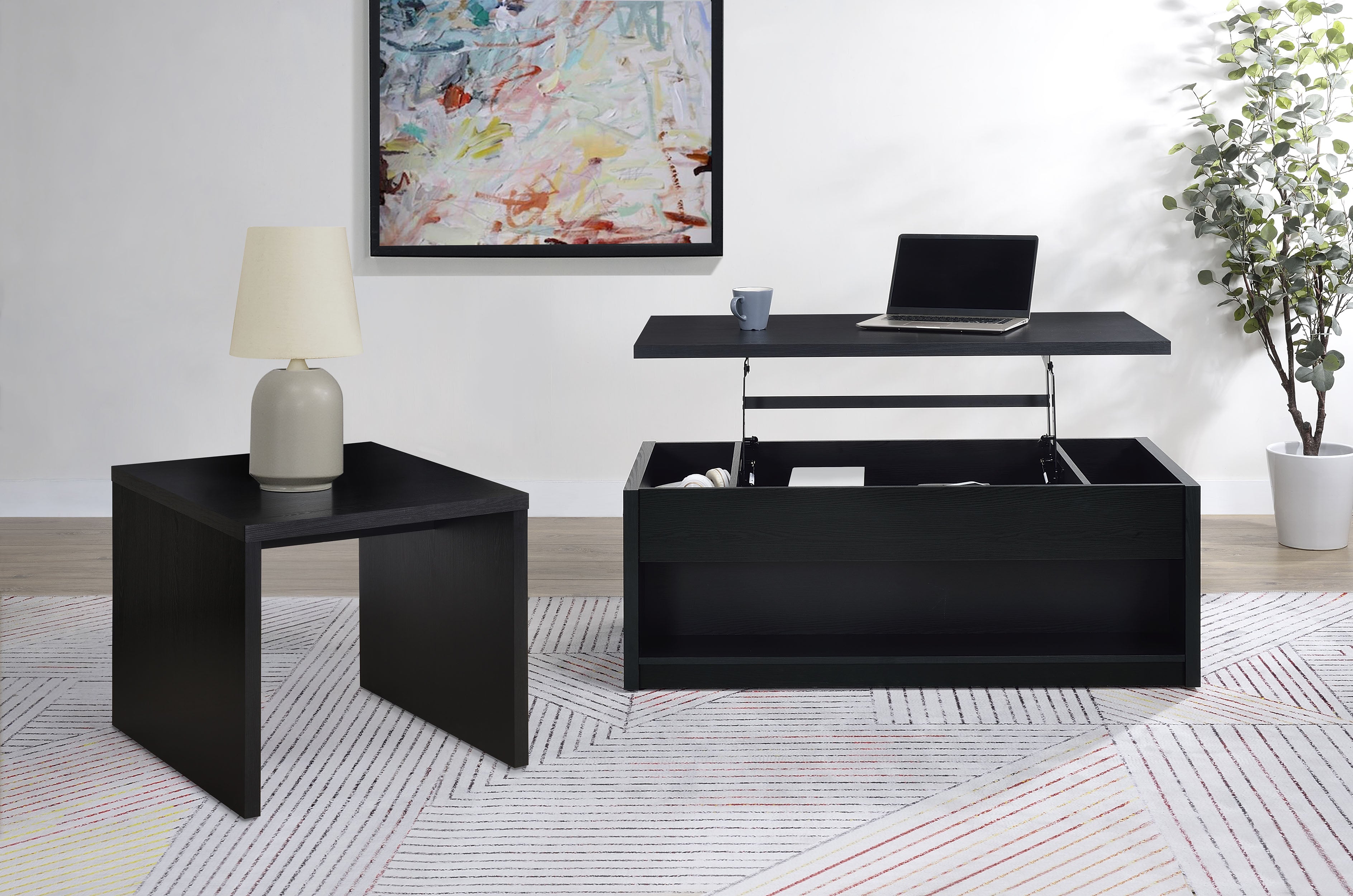Knapp  Lift Top Coffee Table Set Black