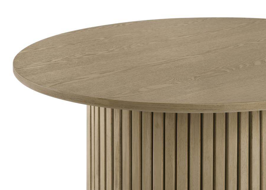 Hamlyn Round Fluted Occasional Cocktail Coffee Table Natural Oak