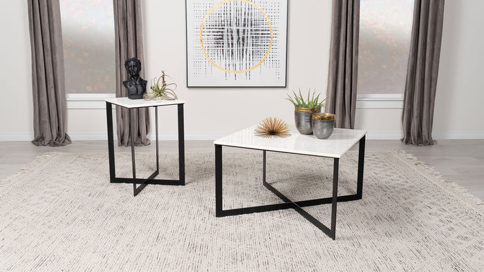 Tobin  Marble Top Coffee and End Table Set White