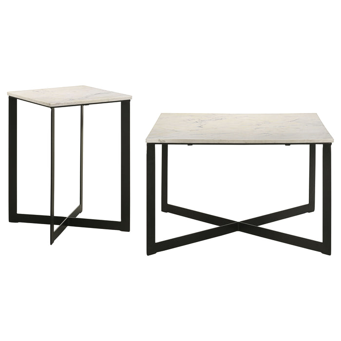 Tobin  Marble Top Coffee and End Table Set White