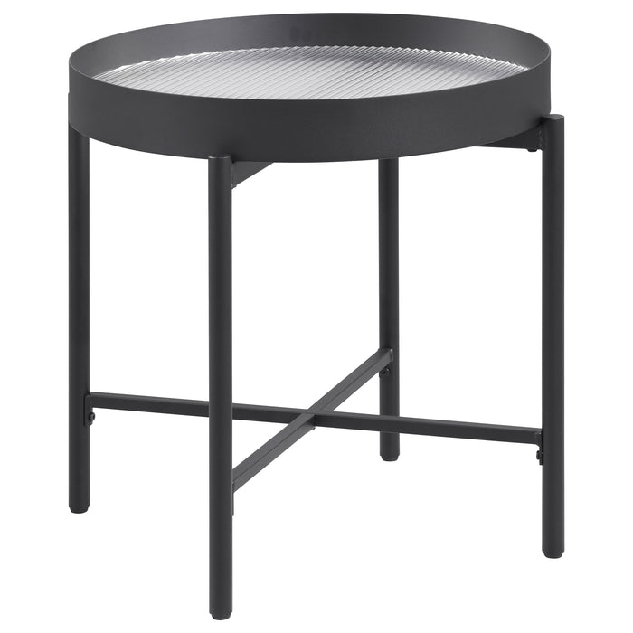 Ozella  Round Coffee and End Table Set Sandy Black