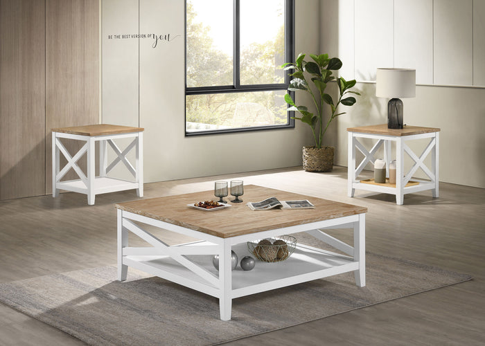 Hollis  Square Coffee and End Table Set White