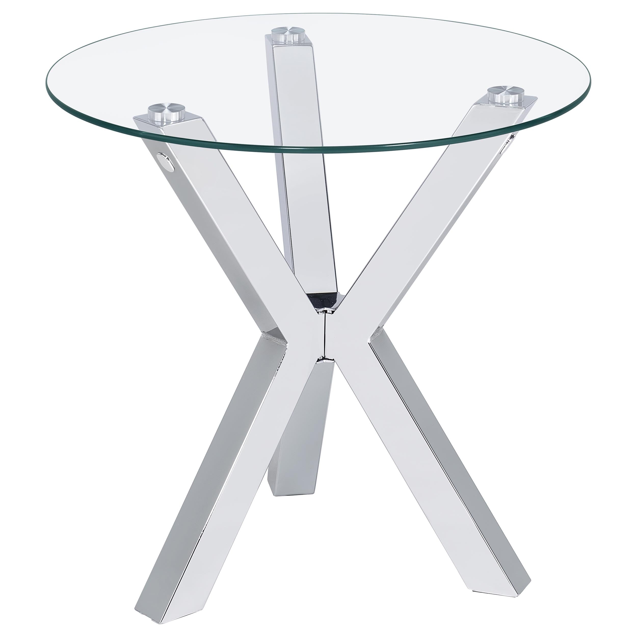 Kenzie  Round Coffee and End Table Set Chrome