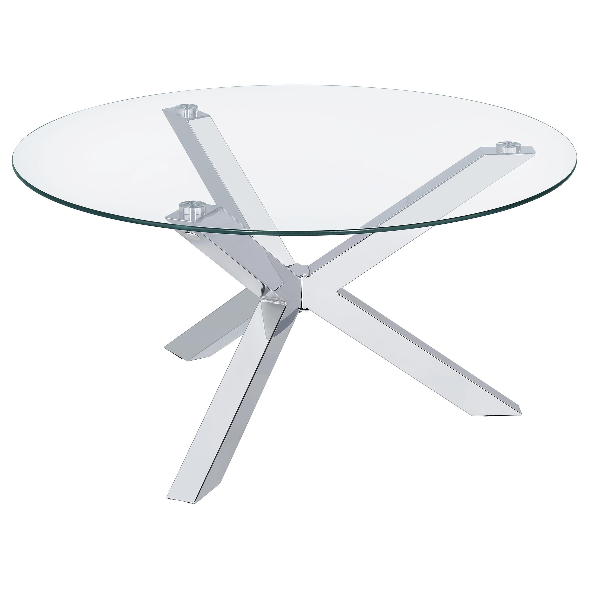 Kenzie  Round Coffee and End Table Set Chrome