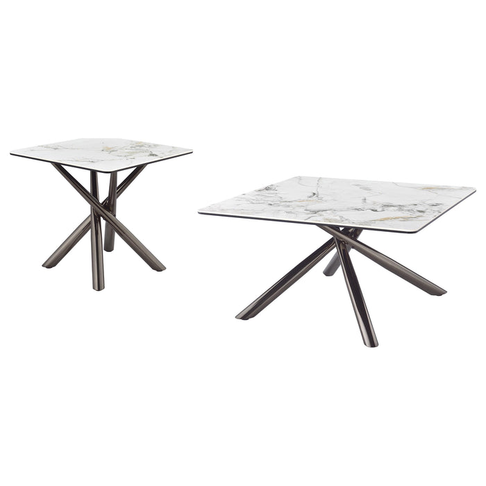 Carvell  Square Coffee and End Table Set Mirage White