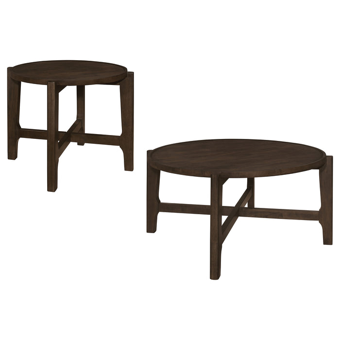 Cota  Solid Wood Coffee and End Table Set Dark Brown