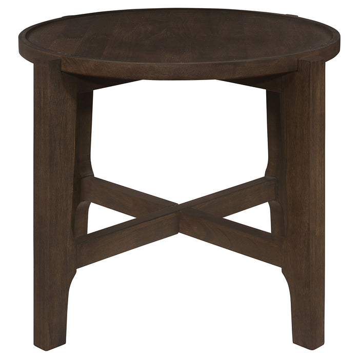 Cota  Solid Wood Coffee and End Table Set Dark Brown