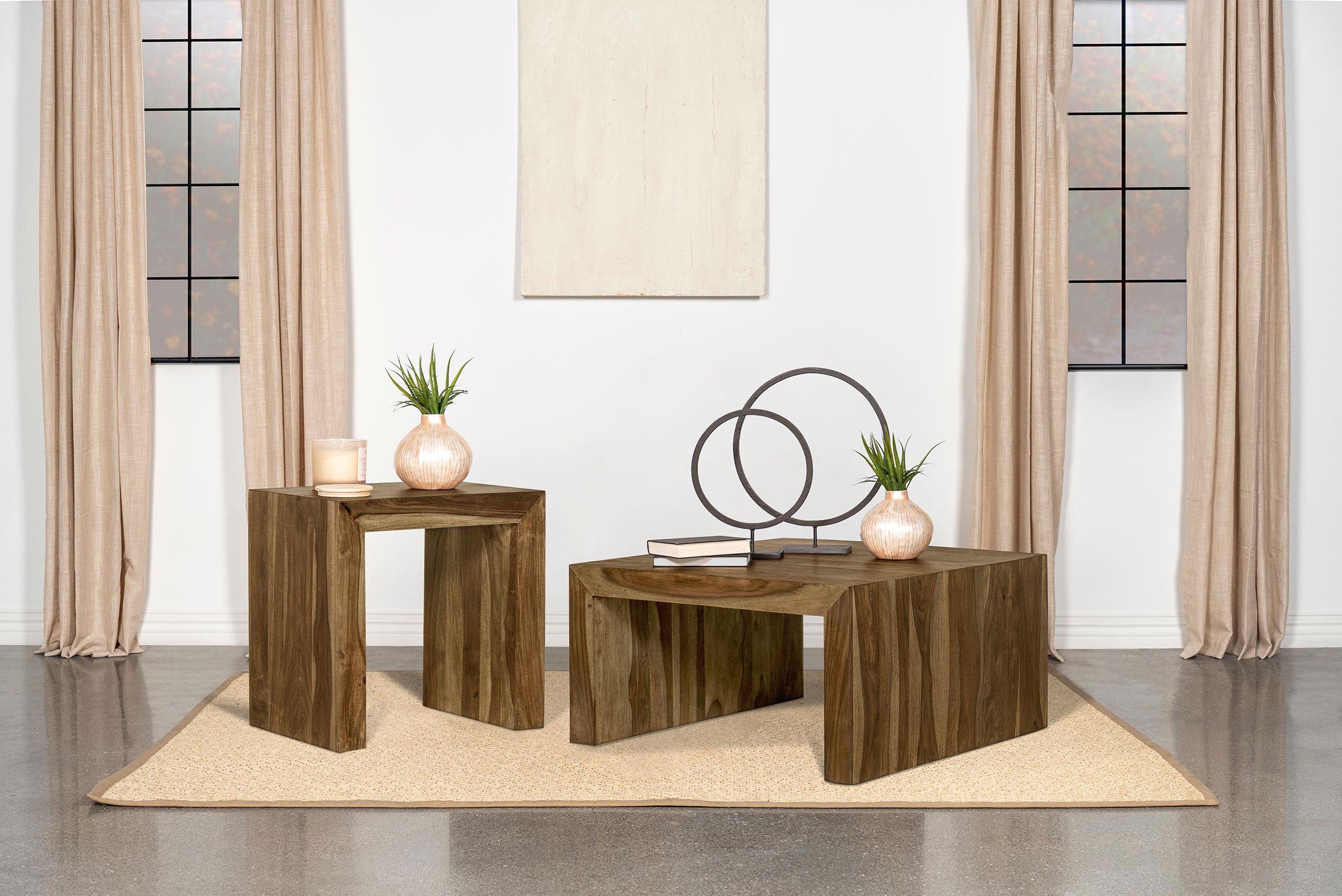 Odilia  Solid Wood Coffee and End Table Set Auburn