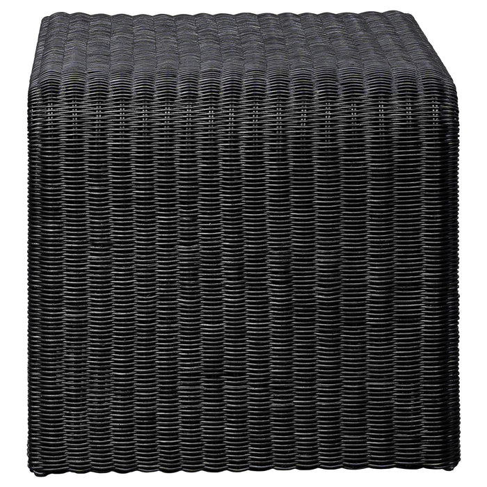 Cahya  Rattan Coffee and End Table Set Black