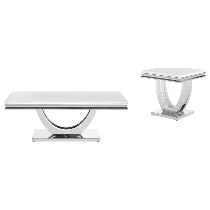 Kerwin  Rectangular Coffee and End Table Set Chrome